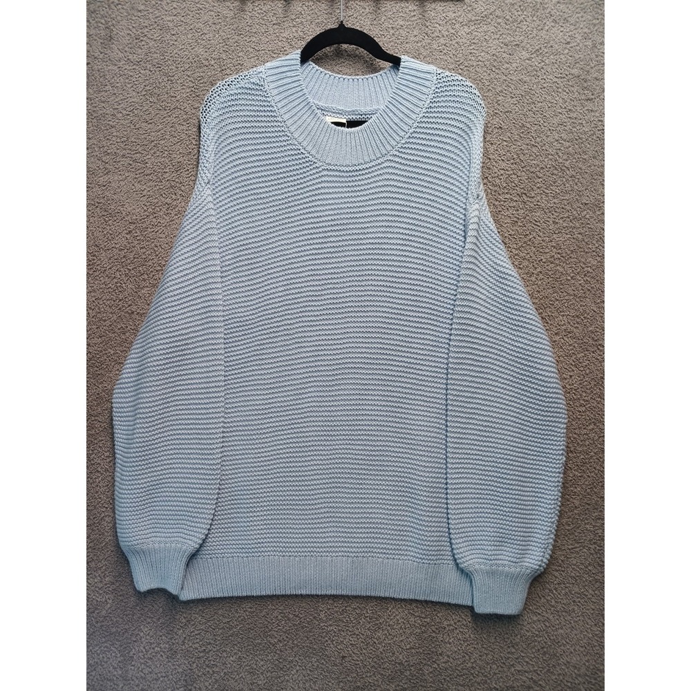 LASCANA Women's Chunky Knit Sweater‎ Blue Ribbed Crewneck 16/18  XL Oversized